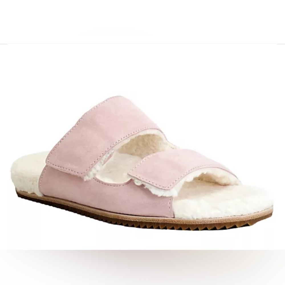 REVITALIGN Amelia Pink Sparkle Adjustable Leather/faux-fur Orthotic Slipper-10